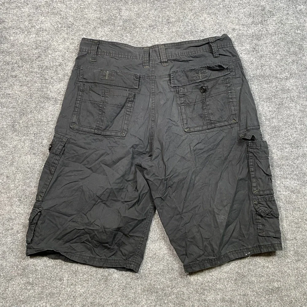 Southpole Mens Black Cargo Shorts Size 36 Relaxed Fit Cotton Utility Streetwear